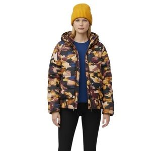 prAna Down Packable Puffer Jacket Emerald Valley Camo Coat Womens Size M NEW